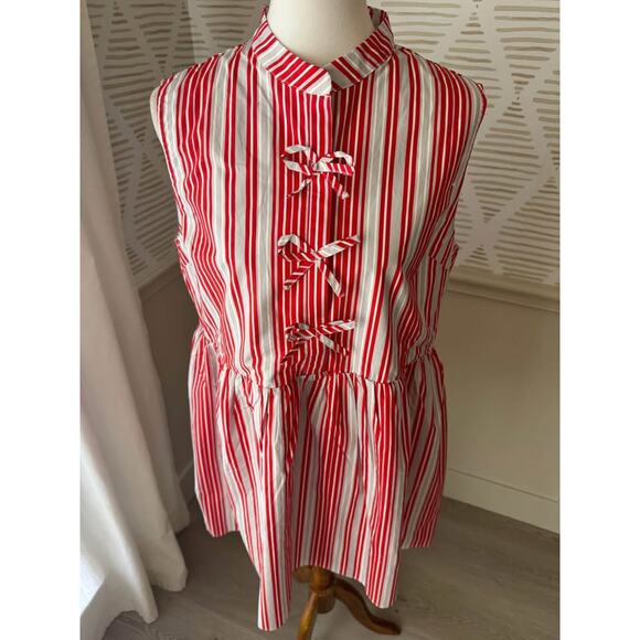 Shop the Mint Women’s Large Believe In Yourself Red Striped Babydoll Dress - Picture 4 of 9